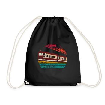 Retro Wuppertaler Schwebebahn Historisches Vintage - Turnbeutel - Schwarz - Vorne