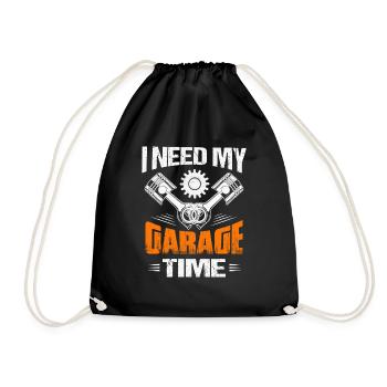 I Need My Garage Time Mechanic Tool Workshop - Drawstring Bag - black - Front