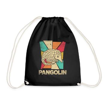 Scaly Anteater Pangolins Cute Pangolin Silhouette - Drawstring Bag - black - Front