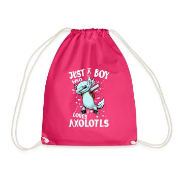 Nur ein Junge, der Axolotls mexikanischen Salamander liebt - Turnbeutel - Fuchsia - Vorne