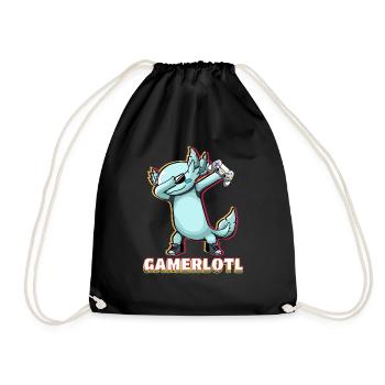 Dabbing Blue Axolotl Gamer, der Videospiele liebt - Turnbeutel - Schwarz - Vorne