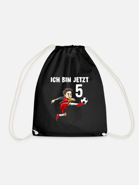 Fußball Kindergeburtstag Deutschland 5 Jahre Junge - Turnbeutel - Schwarz