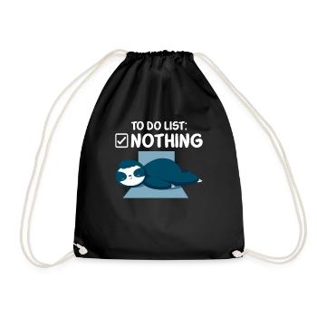 To do list nothing schlafendes Faultier - Turnbeutel - Schwarz - Vorne