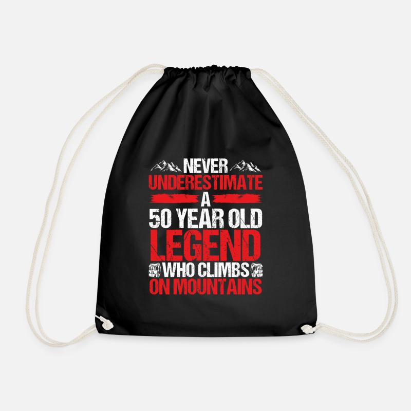 50 Year Old Mountain Climber 50th Birthday - Drawstring Bag - black