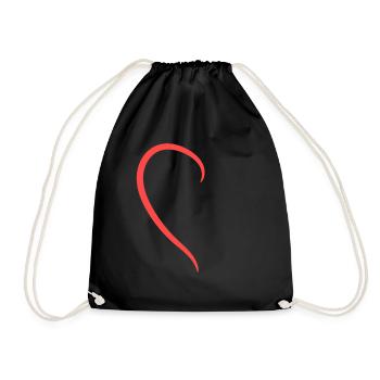 Demi-cœur rouge - Sac de sport léger - noir - Devant