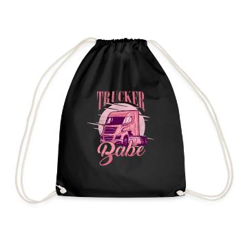 Trucker Babe Trucker Truck Driver - Drawstring Bag - black - Front