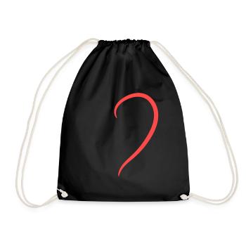 Demi-cœur rouge - Sac de sport léger - noir - Devant
