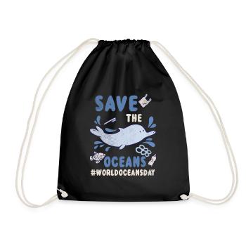 Dolphin Planet Water Protect Save Oceans Day - Turnbeutel - Schwarz - Vorne