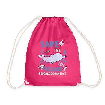 Dolphin Planet Water Protect Save Oceans Day - Turnbeutel - Fuchsia - Vorne