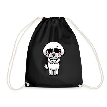 Bichon Frisé Dog Curly Bichon - Drawstring Bag - black - Front