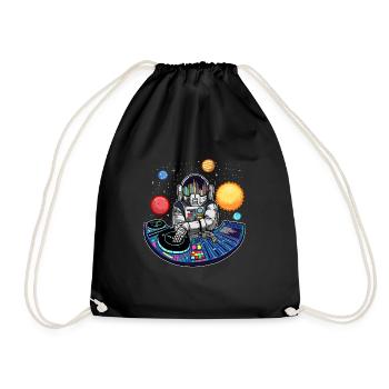 Techno Music Lover Space EDM Astronaut DJ - Drawstring Bag - black - Front