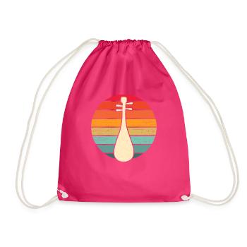 Biwa Asian RETRO String Instrument - Drawstring Bag - fuchsia - Front