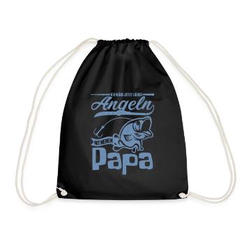 Angeln mit Papa Ich wäre jetzt lieber Angeln mit - Turnbeutel - Schwarz - Vorne