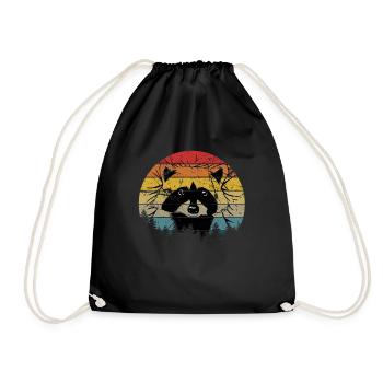 Raccoon Racoon Animal Gift Ferret Marten - Drawstring Bag - black - Front