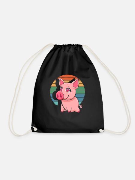 Pig Pigs - Drawstring Bag - black