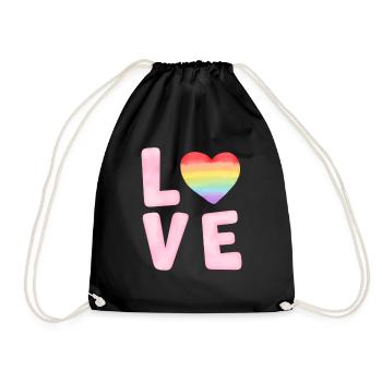 LGBTQ Gay Pride Month Rainbow Love is Love - Turnbeutel - Schwarz - Vorne