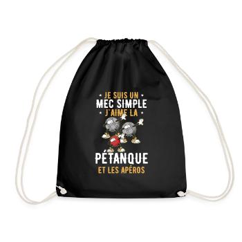 Simple Type Pétanque Apéro Cadeau - Sac de sport léger - noir - Devant