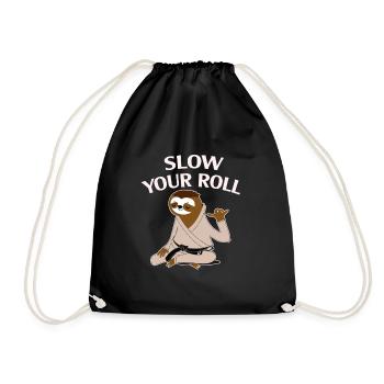 Jiu Jitsu Slow Your Roll Sloth Brazilian Jujitsu - Drawstring Bag - black - Front