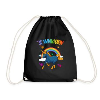 Jewnicorn Jewish Unicorn Hanukah Girls Hanukkah - Drawstring Bag - black - Front