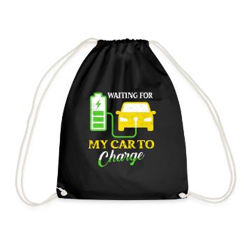 Waiting For My Car To Charge EV Car Driver Mobili - Drawstring Bag - black - Front