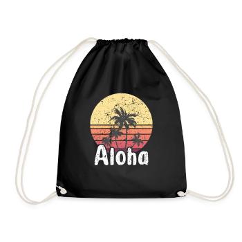 Aloha - Hawaii Surfing Retro Sunset - Drawstring Bag - black - Front