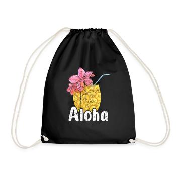 Aloha - Hawaii Surfing Retro Sunset - Drawstring Bag - black - Front