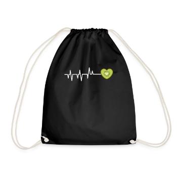 Kiwi heartbeat gift - Drawstring Bag - black - Front
