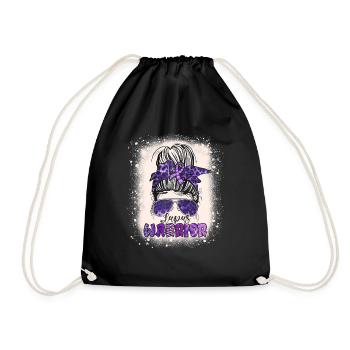 Purple Lupus Awareness Leopard Messy Bun Warrior - Drawstring Bag - black - Front