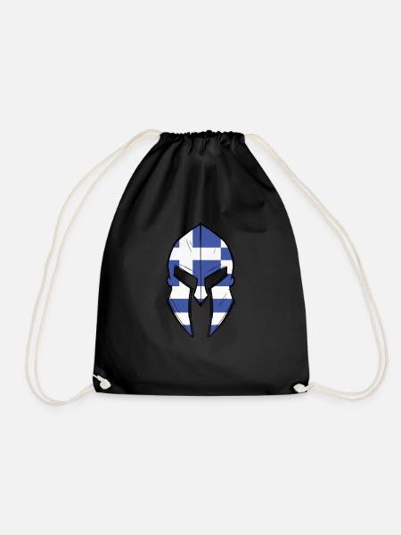 greece flag in Spartan warrior Helmet - Turnbeutel - Schwarz