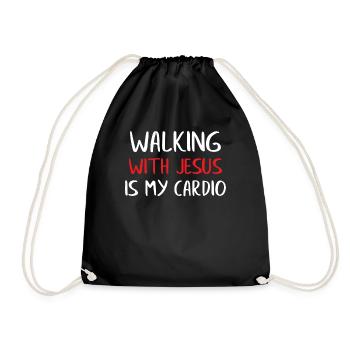 Marcher avec Jésus est mon cardio - Sac de sport léger - noir - Devant