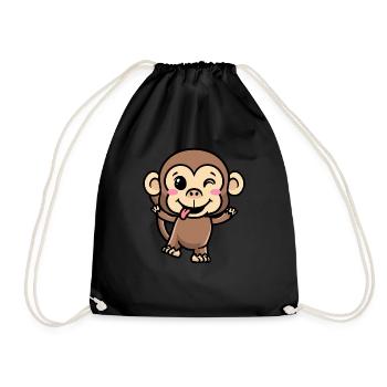 Affe Emoticon Emotion Affenliebhaber - Turnbeutel - Schwarz - Vorne