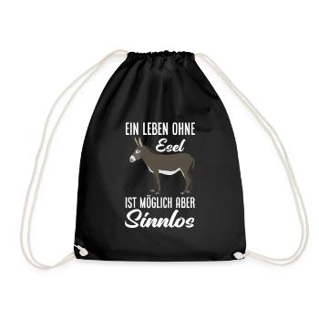 Ein Leben Ohne Esel Ist Möglich Aber Sinnlos Esel - Turnbeutel - Schwarz - Vorne