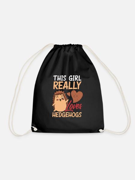 Hedgehog Hedgehog Hedgehog - Drawstring Bag - black