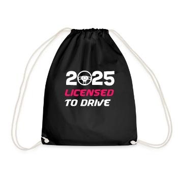 Driver's License Passed Gift - Drawstring Bag - black - Front