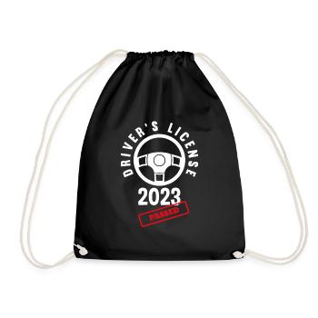 Driver's License Passed Gift - Drawstring Bag - black - Front