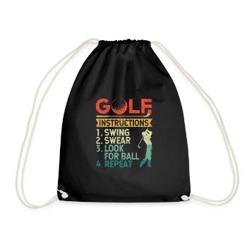 Golf Anleitung Schwung Schwur Suche Ball Wiederhol - Turnbeutel - Schwarz - Vorne