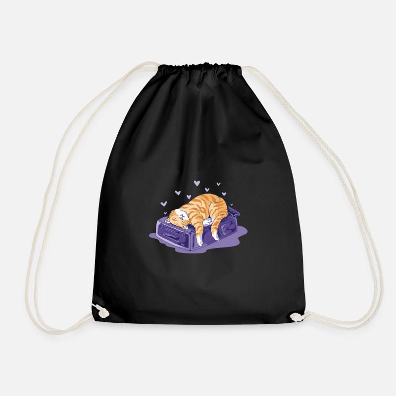 Funny Cat on a Bag Vacation Holiday - Turnbeutel - Schwarz