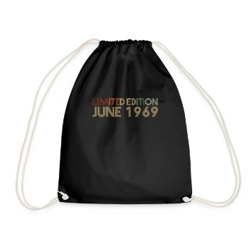 53rd birthday June born 1969 Gift idea - Drawstring Bag - black - Front