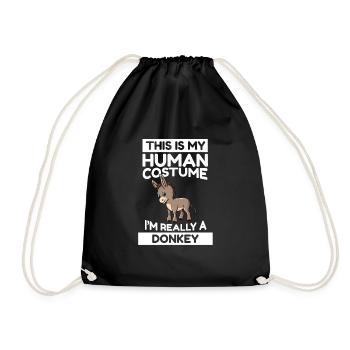 This Is My Human Costume I'm Really A Donkey - Drawstring Bag - black - Front