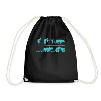 Farm Farmer Rancher Drive Evolution Of Tractor - Drawstring Bag - black - Front
