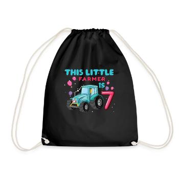 Birth Born Age 7 Year Old Little Farmer Tractor - Turnbeutel - Schwarz - Vorne