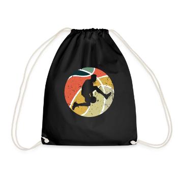 Vintage Retro Game Sport Basket Ball Basketball - Drawstring Bag - black - Front