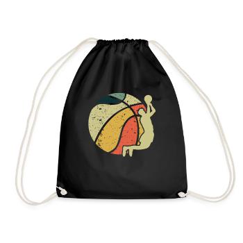 Vintage Ball Game Sport Basket Ball Basketball - Drawstring Bag - black - Front