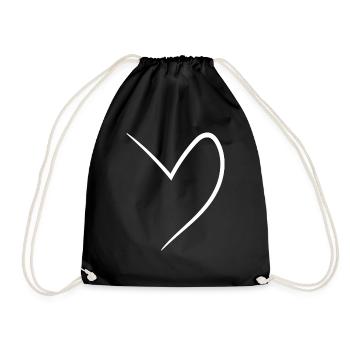 White Half Heart - Drawstring Bag - black - Front