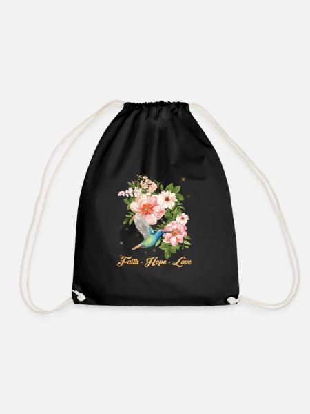Faith Hope Love Hummingbird Picture Bird Print - Turnbeutel - Schwarz
