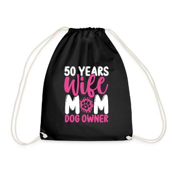 Femme de 50 ans Maman Propriétaire de chien 50e anniversaire - Sac de sport léger - noir - Devant