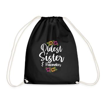 Älteste Schwester & Rulemaker Design für die - Turnbeutel - Schwarz - Vorne
