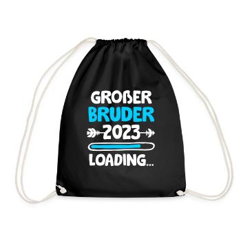 Ich werde Großer Bruder 2023 Loading Geschenk - Turnbeutel - Schwarz - Vorne
