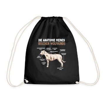 Irischer Wolfshund Anatomie lustiges Hundehalter - Turnbeutel - Schwarz - Vorne