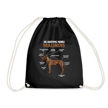 Malinois Anatomie lustiges Hundehalter Gassi - Turnbeutel - Schwarz - Vorne